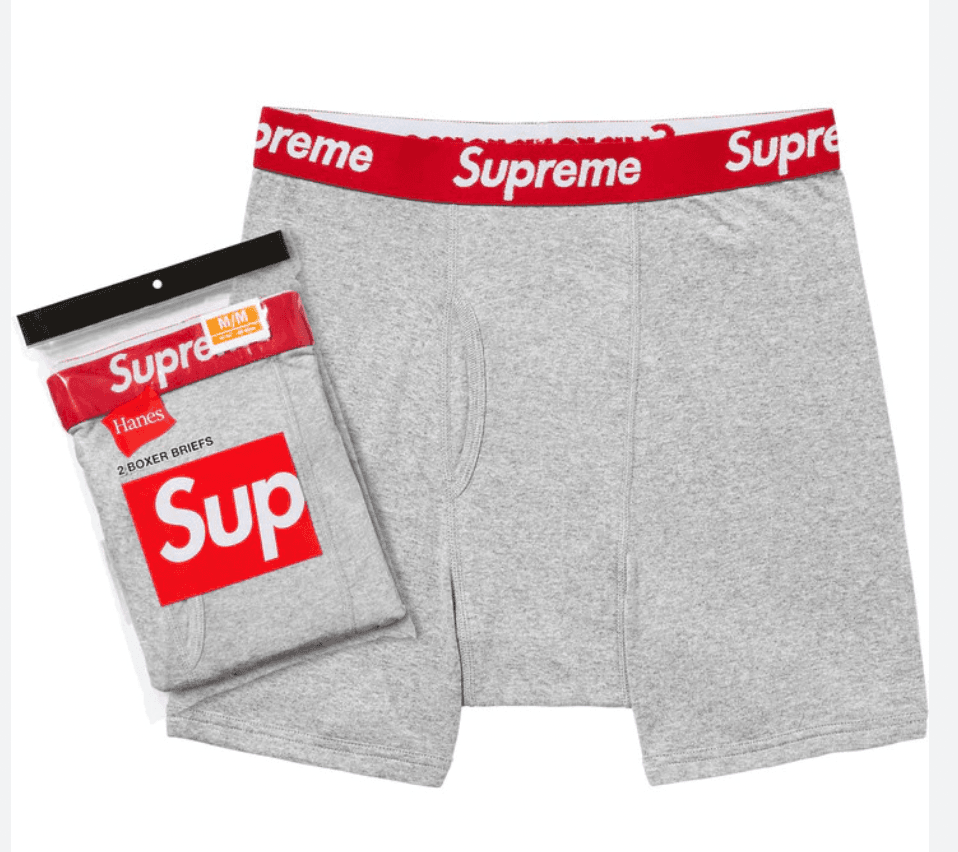 Supreme Hanes Boxer Briefs Grey Red — photo 1 of 1