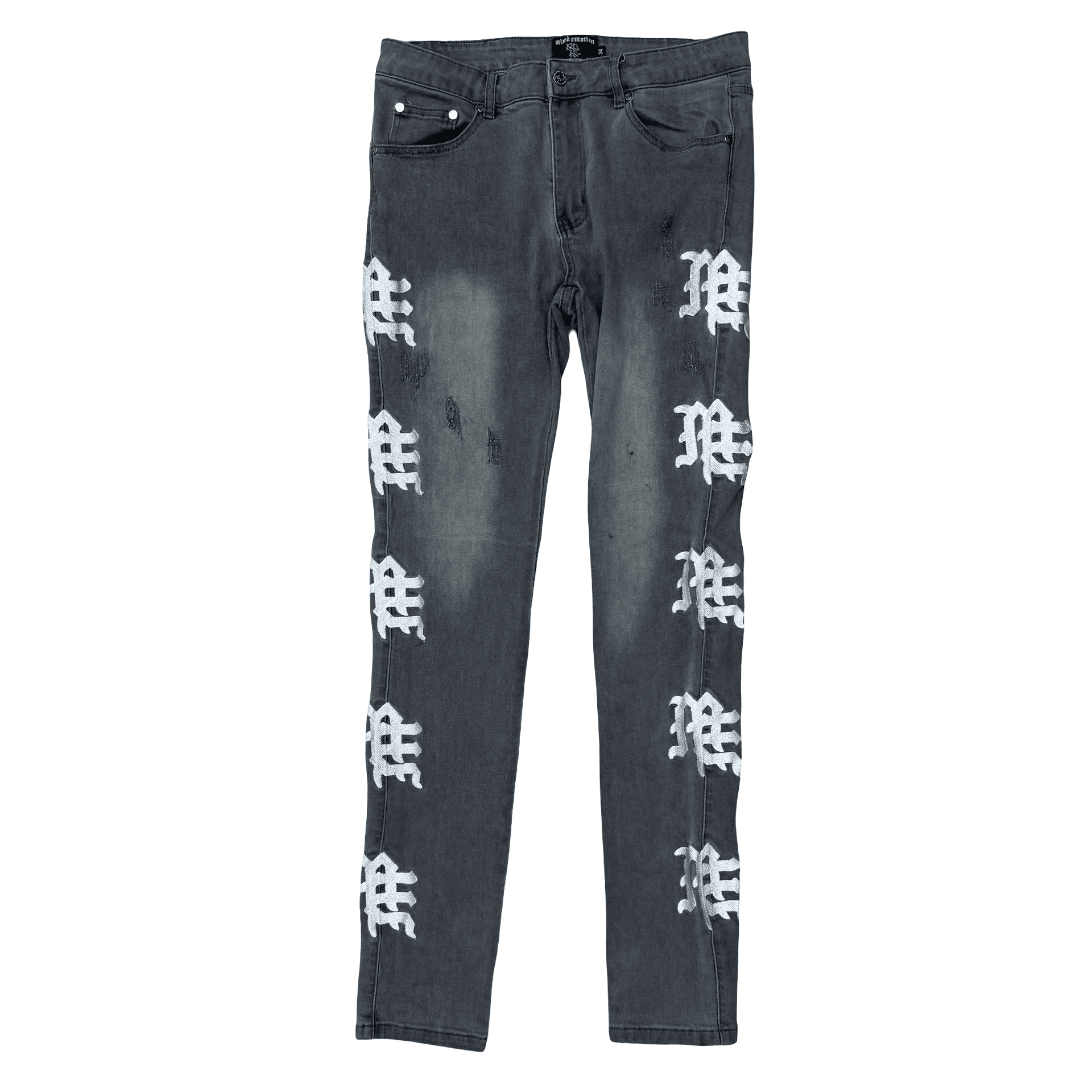 Mixed Emotion Logo Patch Denim Jeans Grey — photo 1 of 2