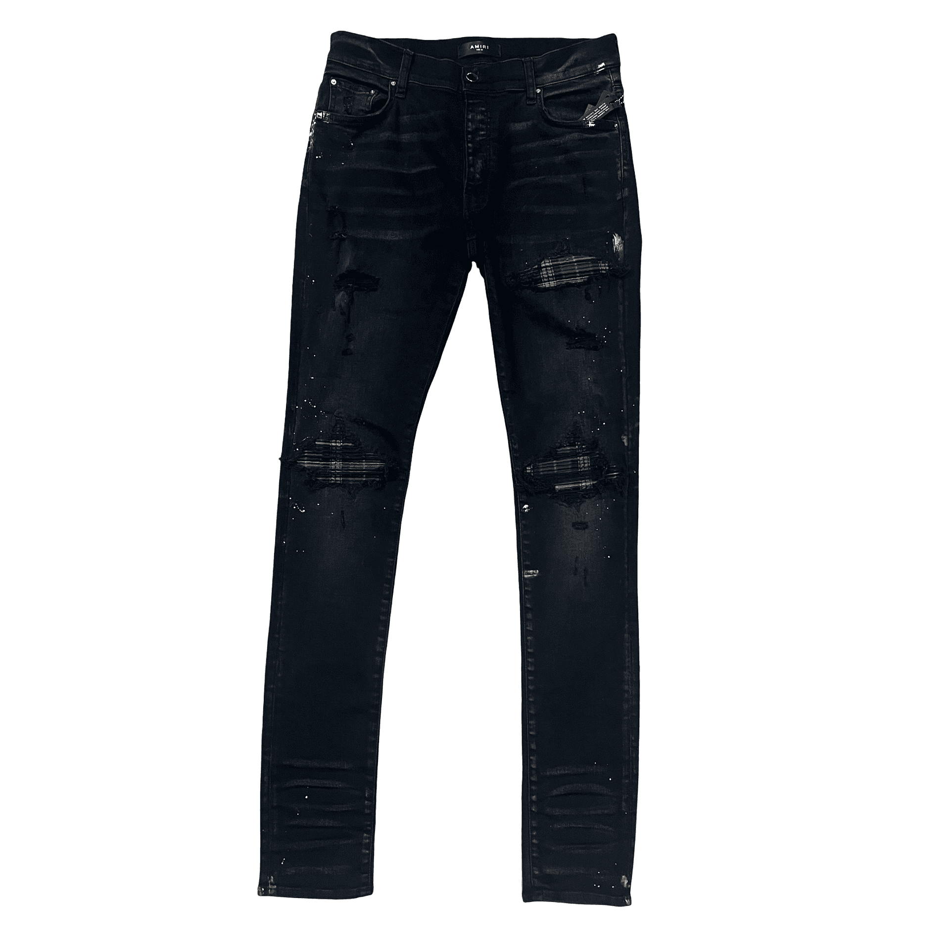 Amiri MX1 Plaid Denim Aged Jeans Black — photo 1 of 2