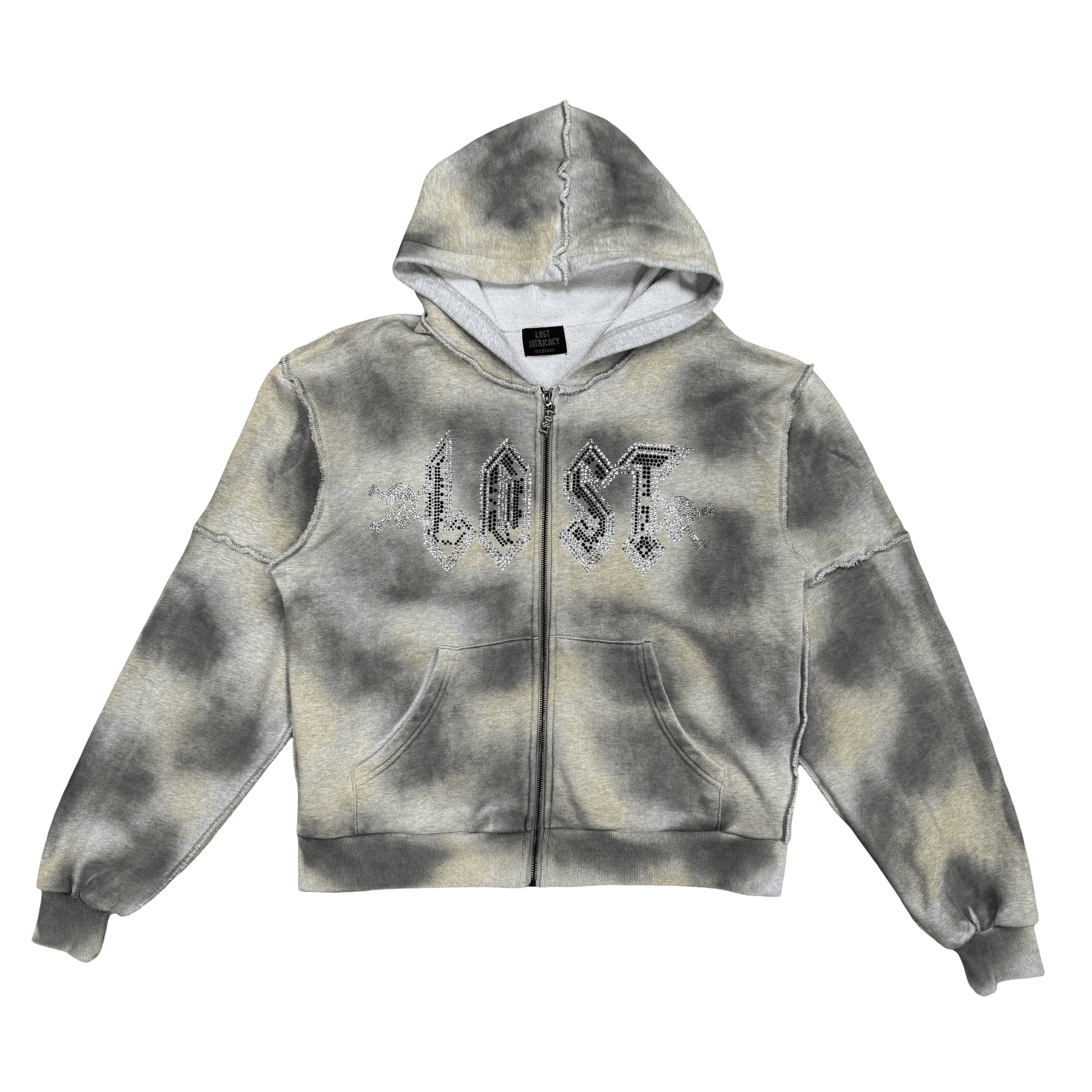 Lost Intricacy Grunge Patch Zip Up Hoodie Grey — photo 1 of 2