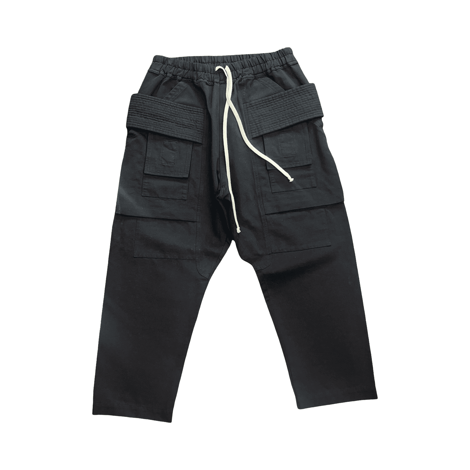 Rick Owens Creatch Cargo Cropped Drawstring Pants Black