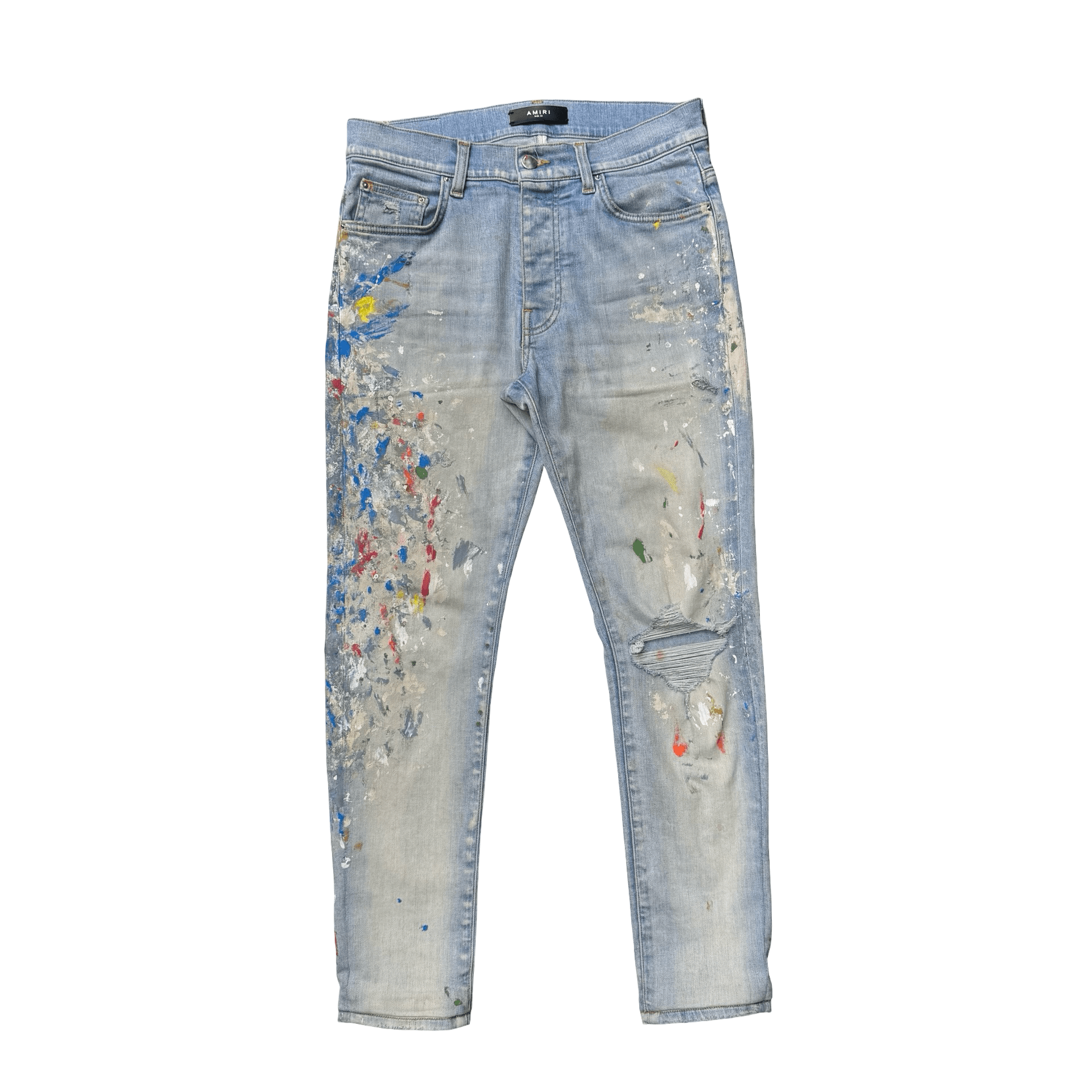 (Tailored) Amiri MX1 Paint Splatter Jeans Light Indigo — photo 1 of 2