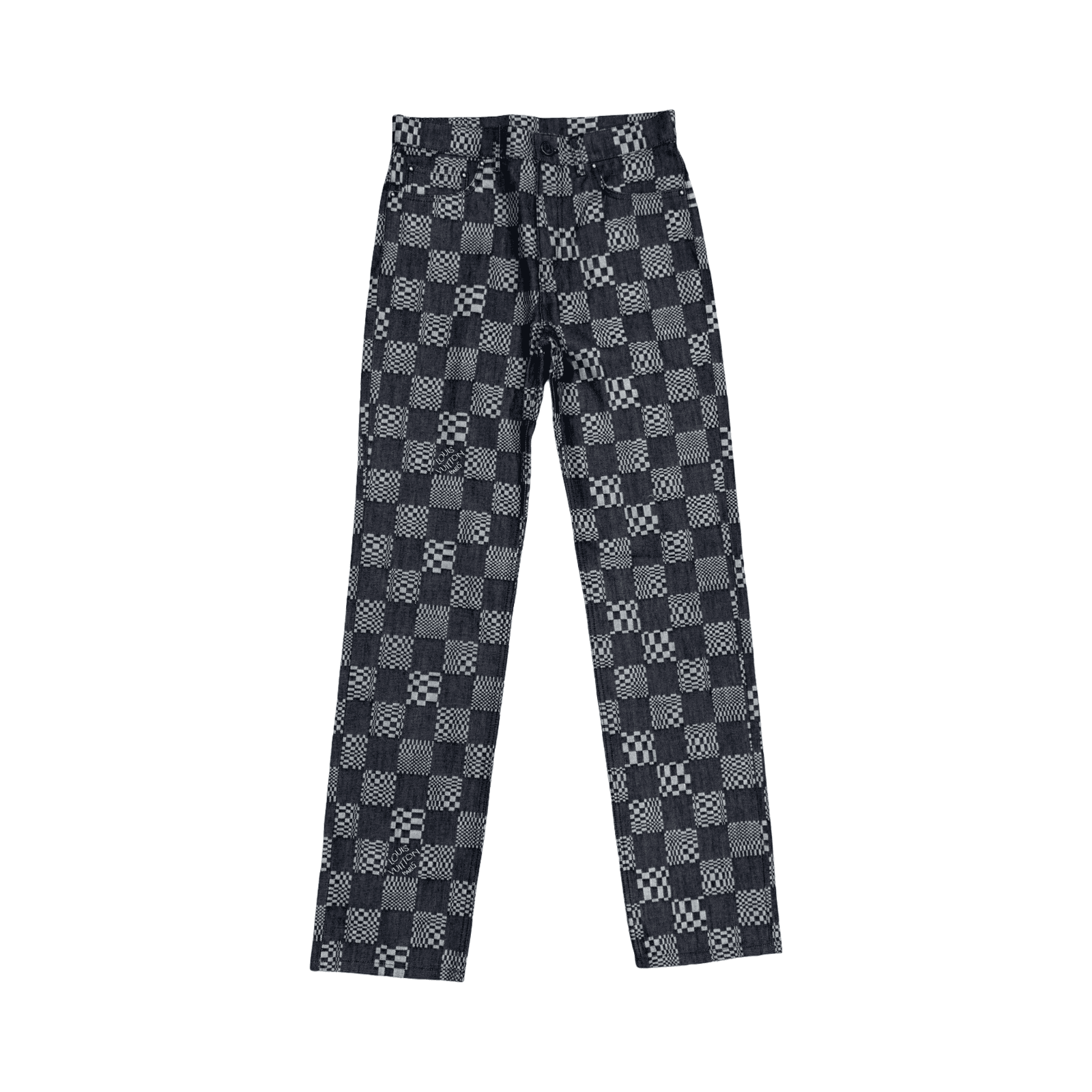 Louis Vuitton Distorted Damier Print Jeans Blue
