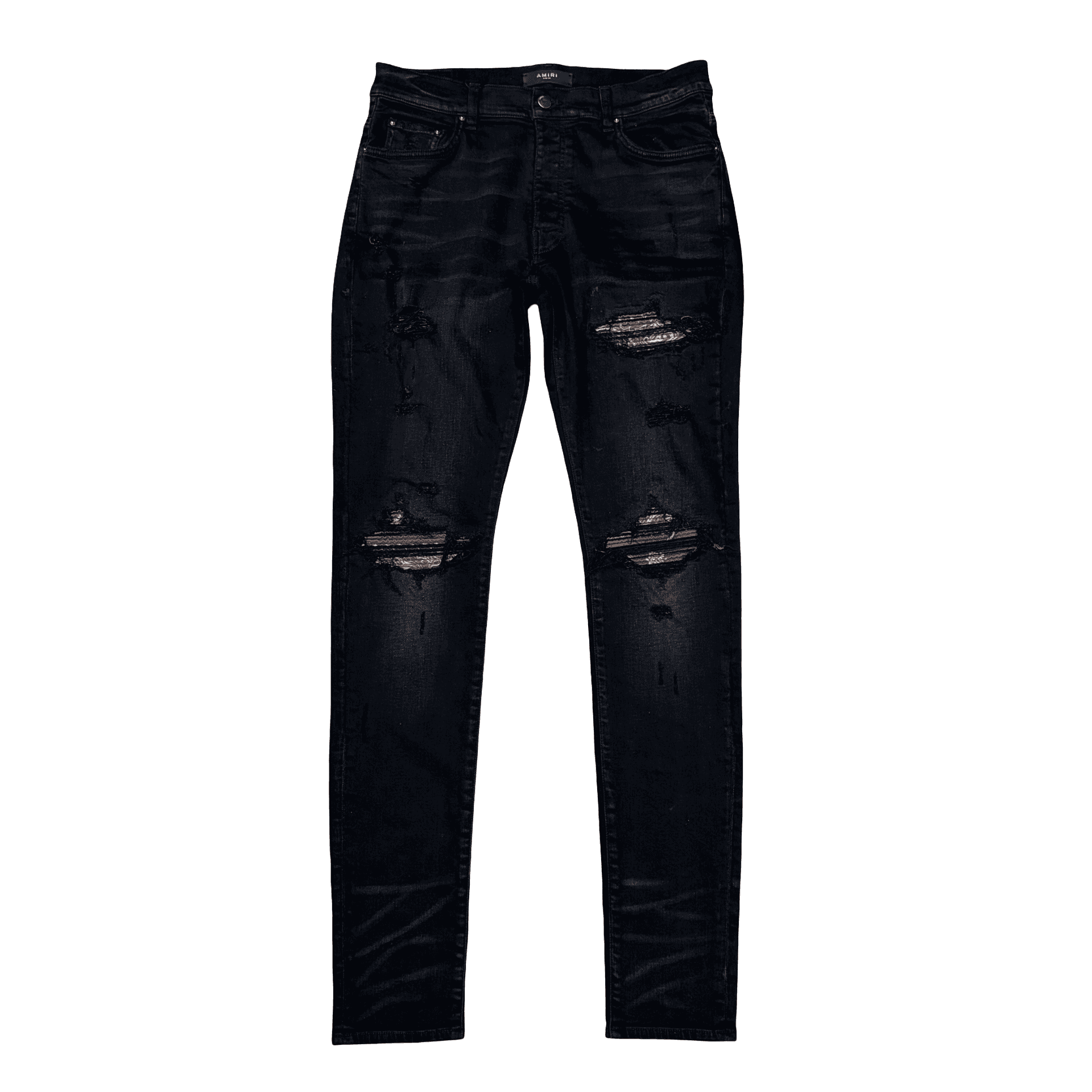 Amiri MX1 Brown Paisley Patch Black Jeans