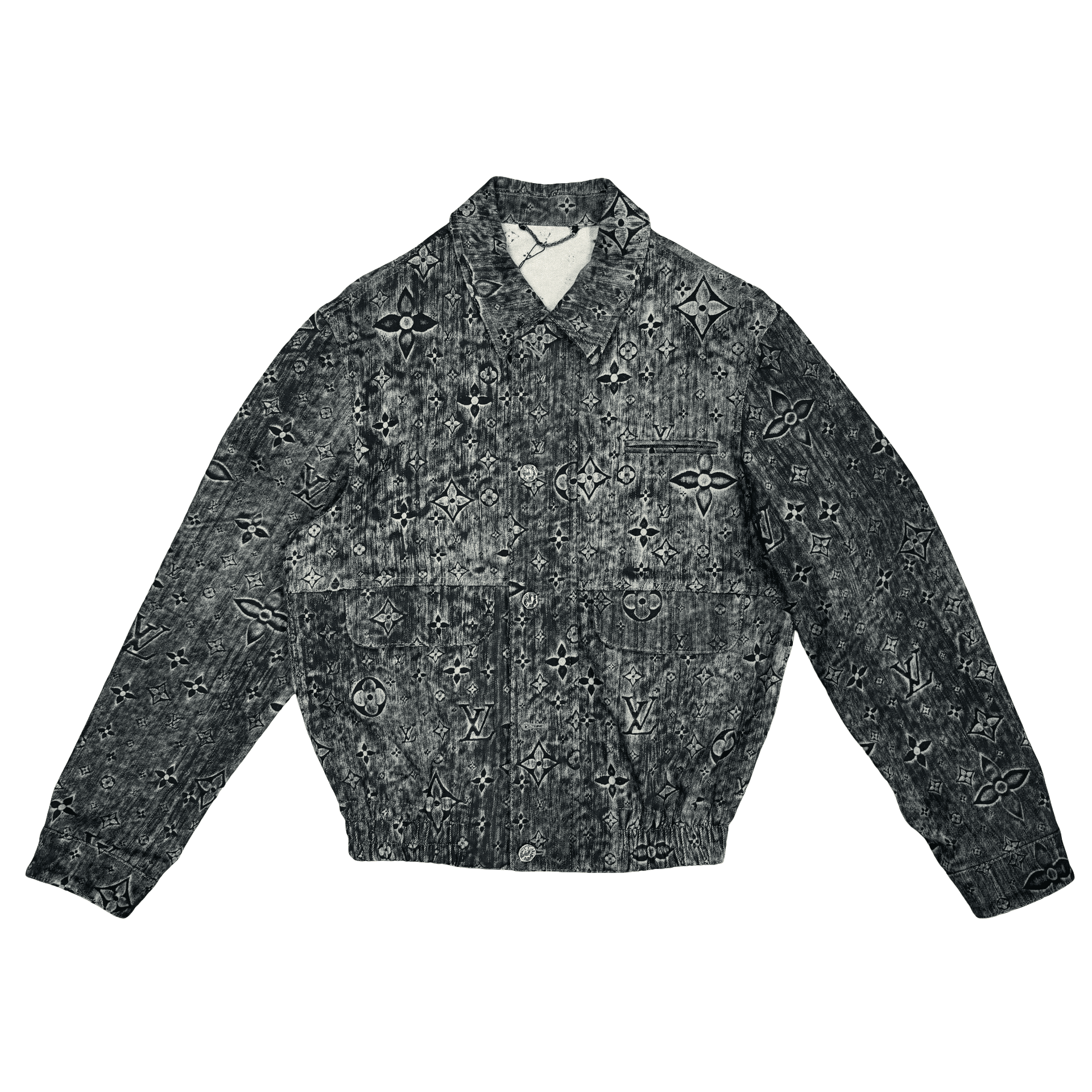 Louis Vuitton Monogram Debossed Denim Jacket Beige