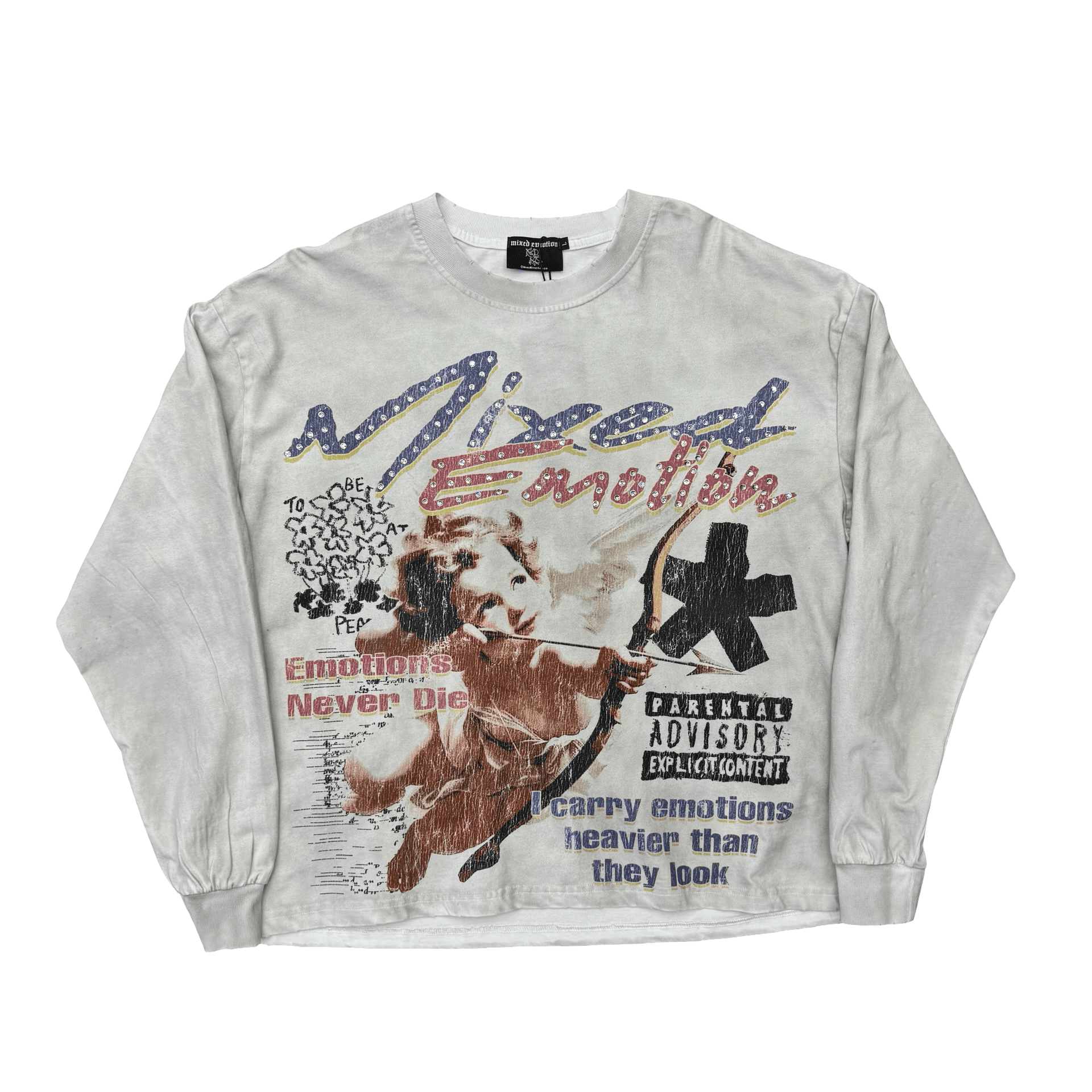 Mixed Emotions Triplets Rhinestone L/S Crewneck Gray — photo 1 of 2
