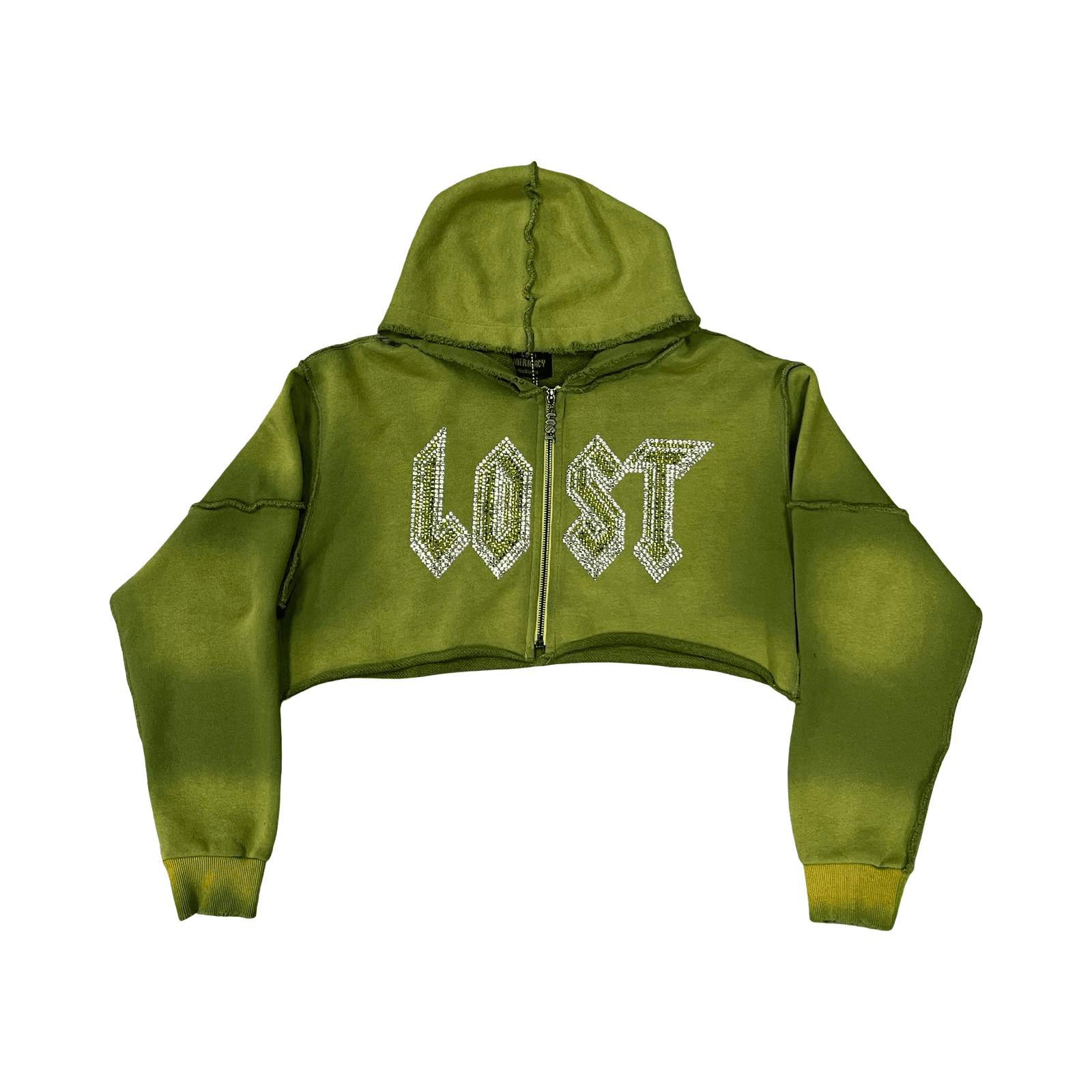 Lost Intricacy Crop Zip Up Hoodie Olive — photo 1 of 2