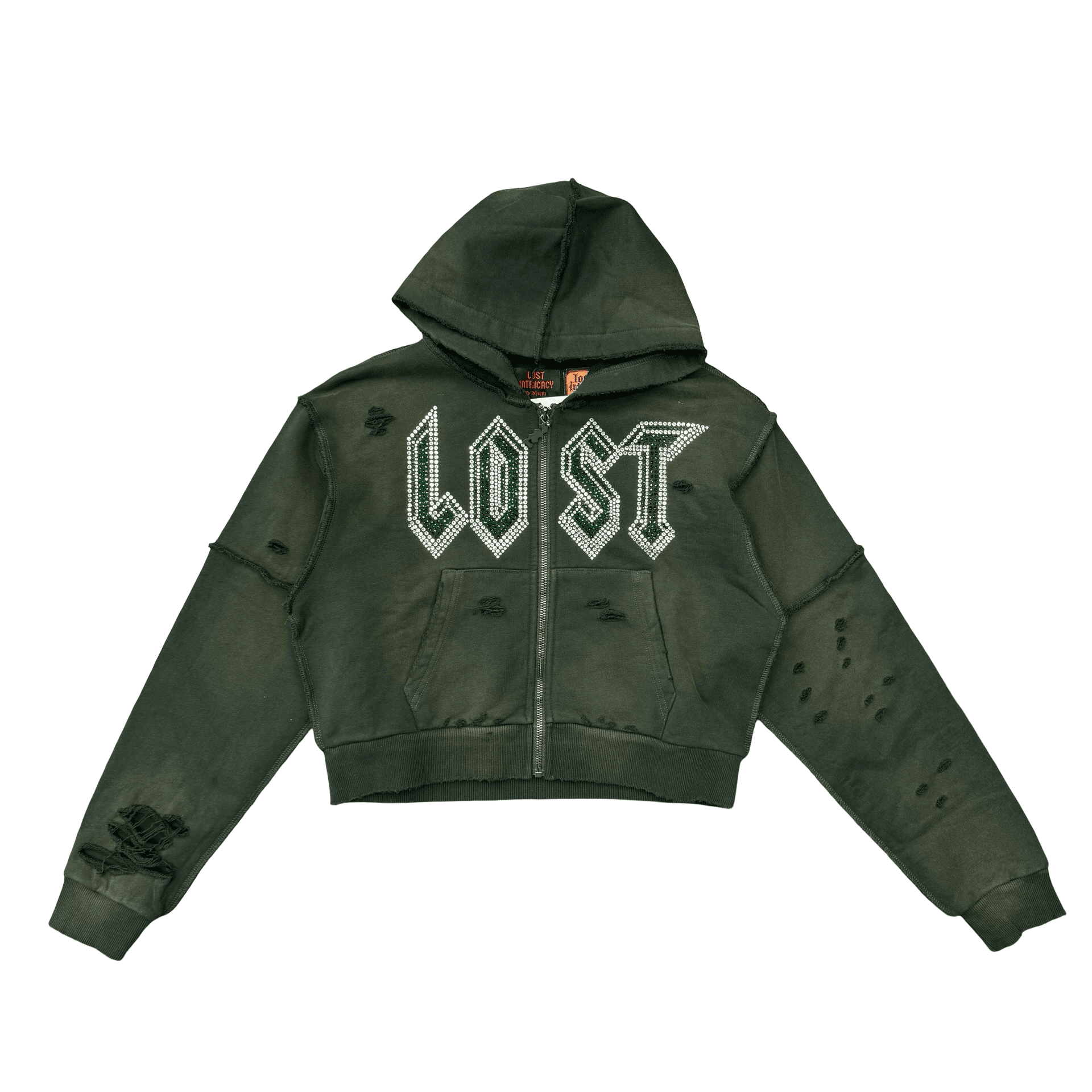 WMNS Lost Intricacy Distressed Zip Up Hoodie Emerald — photo 1 of 2