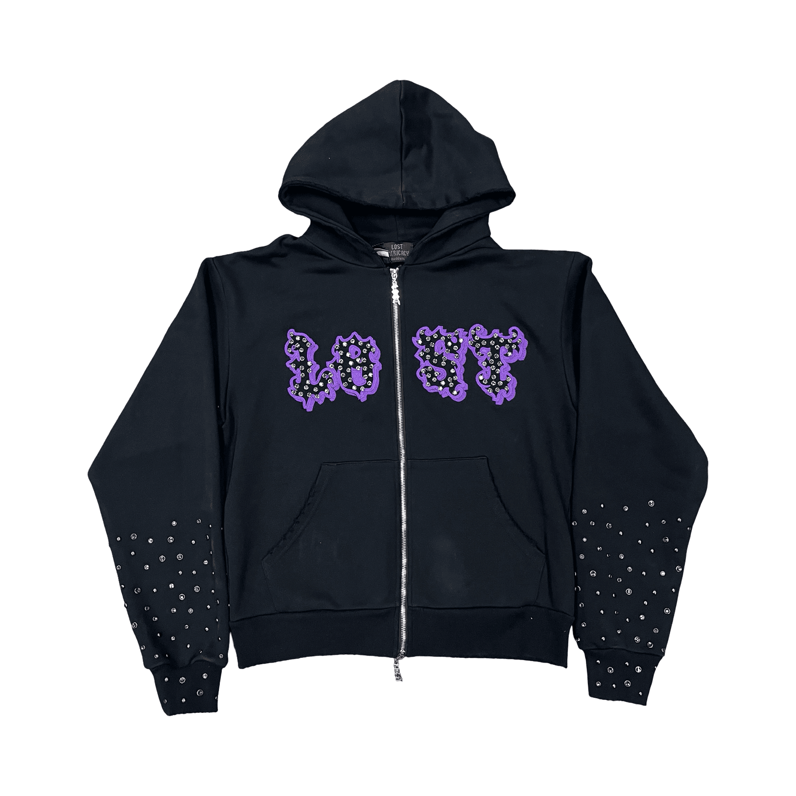 Lost Intricacy 'Patch' Zip Up Hoodie Black/Purple