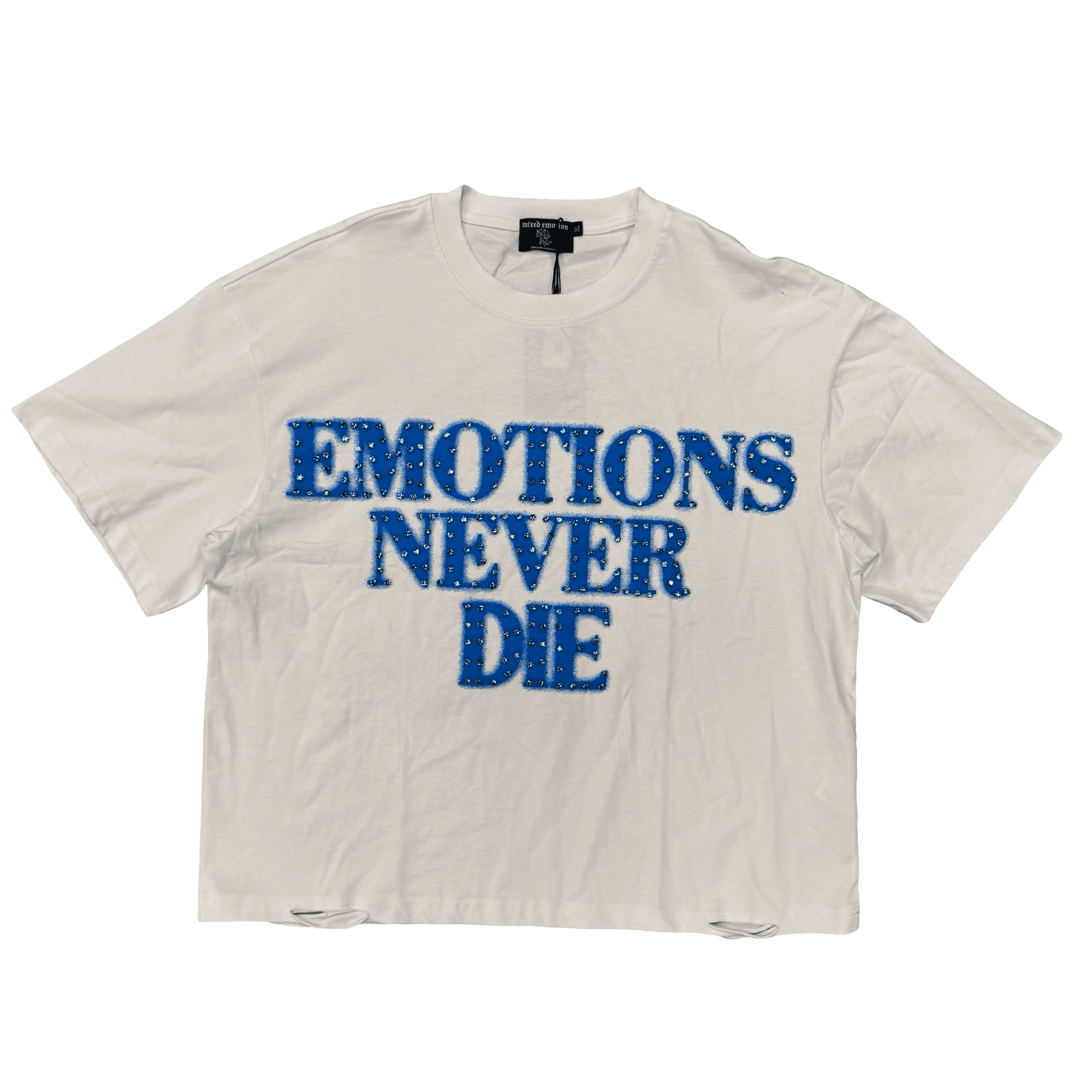 Mixed Emotions END Rhinestone Tee White Blue