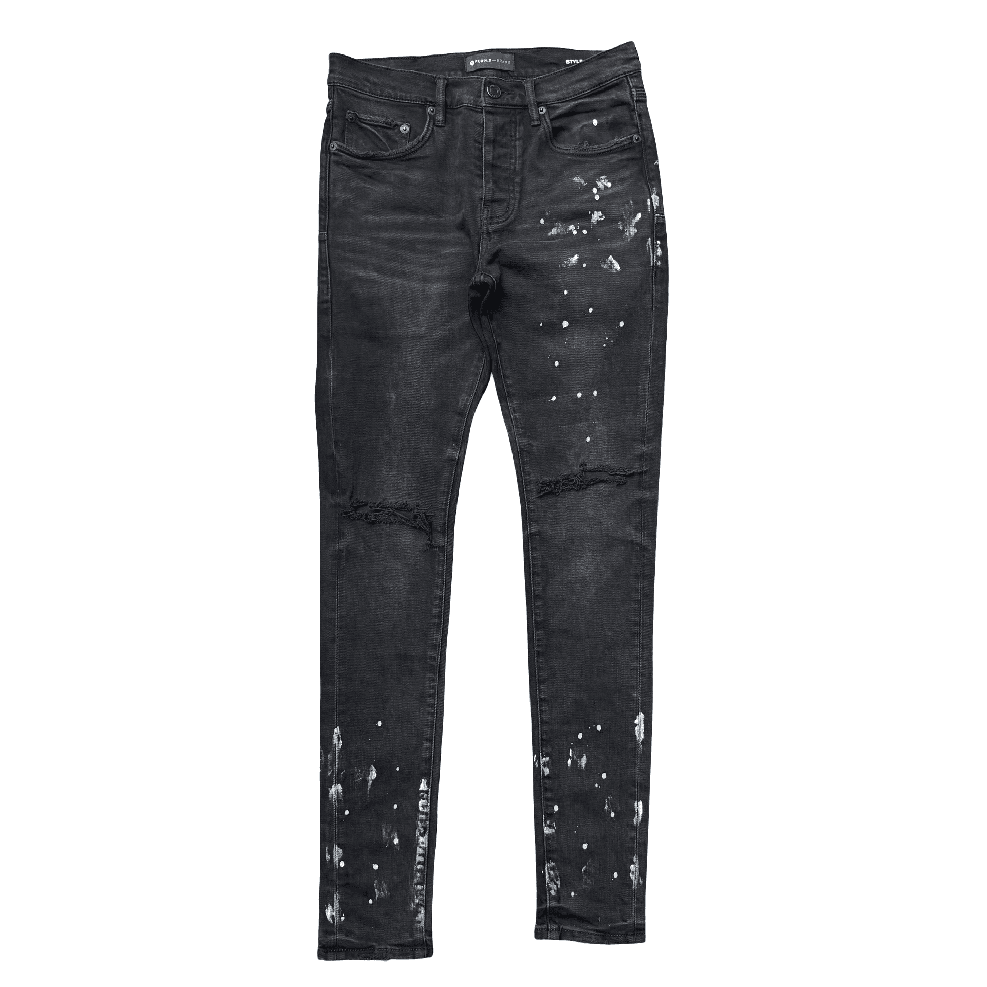 Purple Brand P001 Black Resin Knee Slit Jeans Black — photo 1 of 2