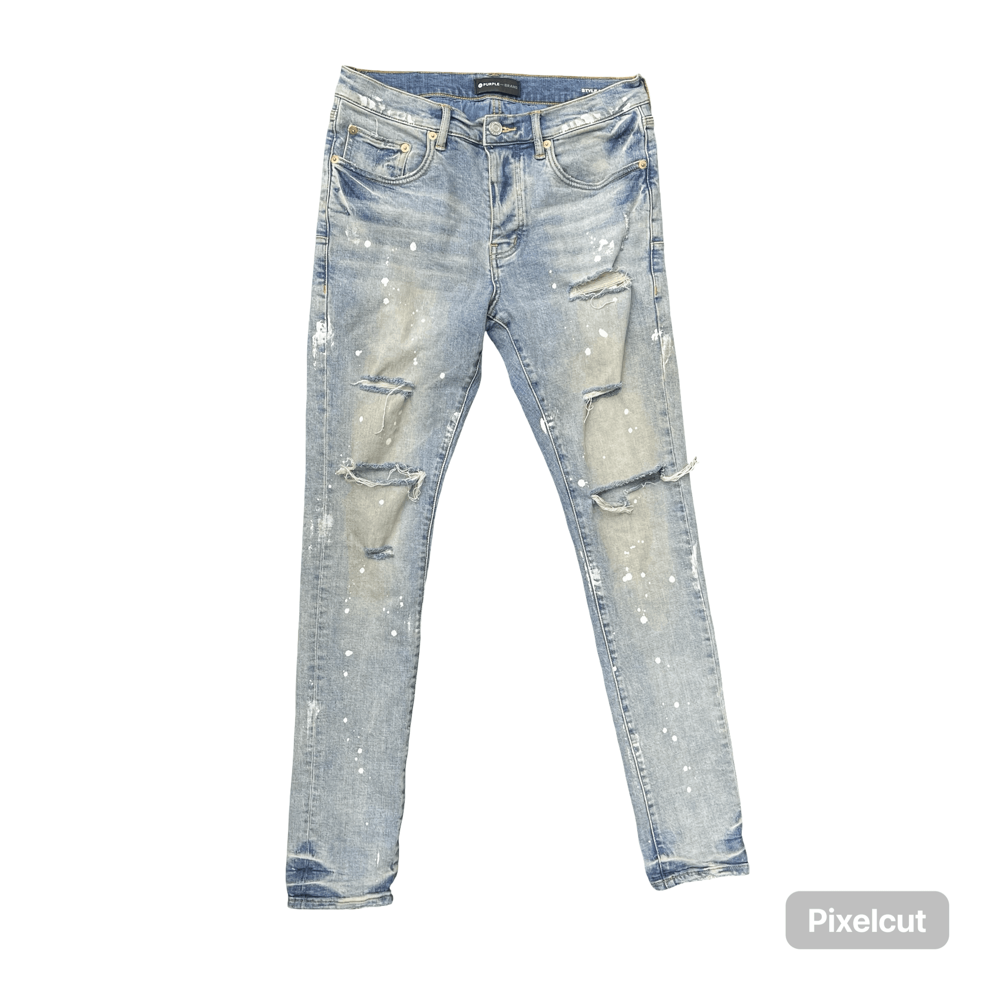 Purple Brand P001 Light Indigo Paint Blowout Skinny Jeans — photo 1 of 2