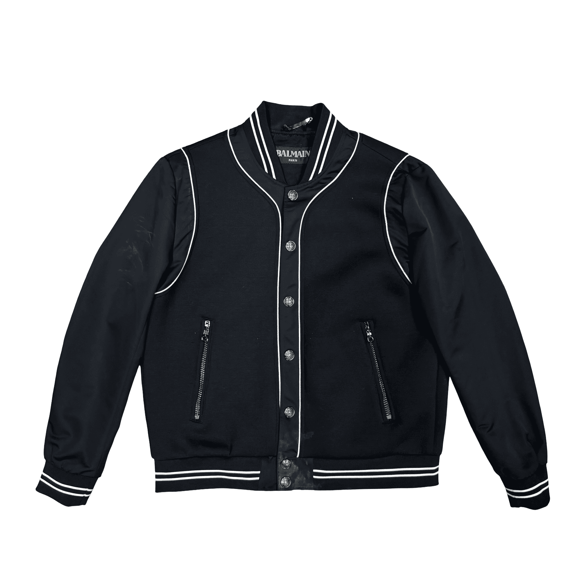Balmain Buttoned Varsity Jacket Black White — photo 1 of 2