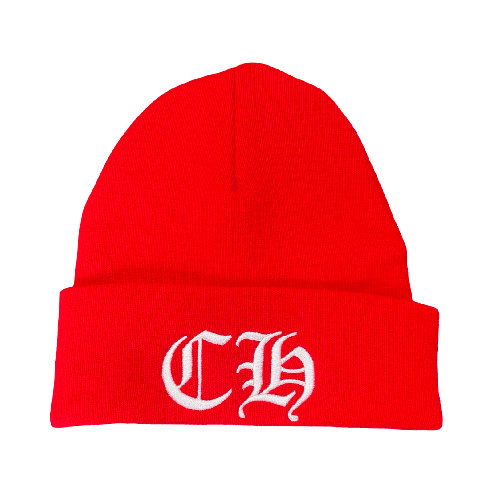 Chrome Heart CH Logo Beanie Red