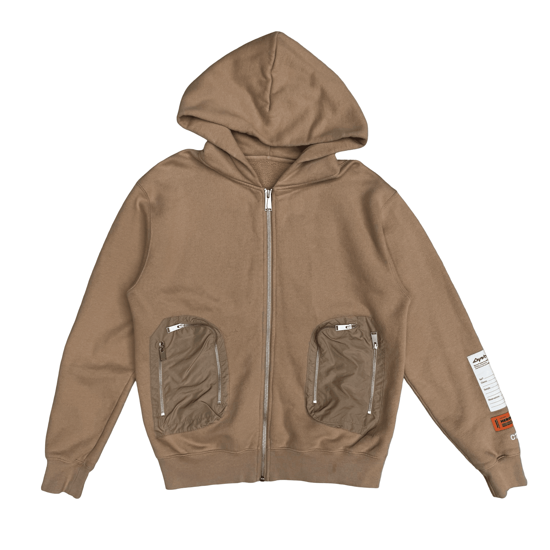 Heron Preston Multi-Pocket Zip-Up Hoodie Light Brown — photo 1 of 2