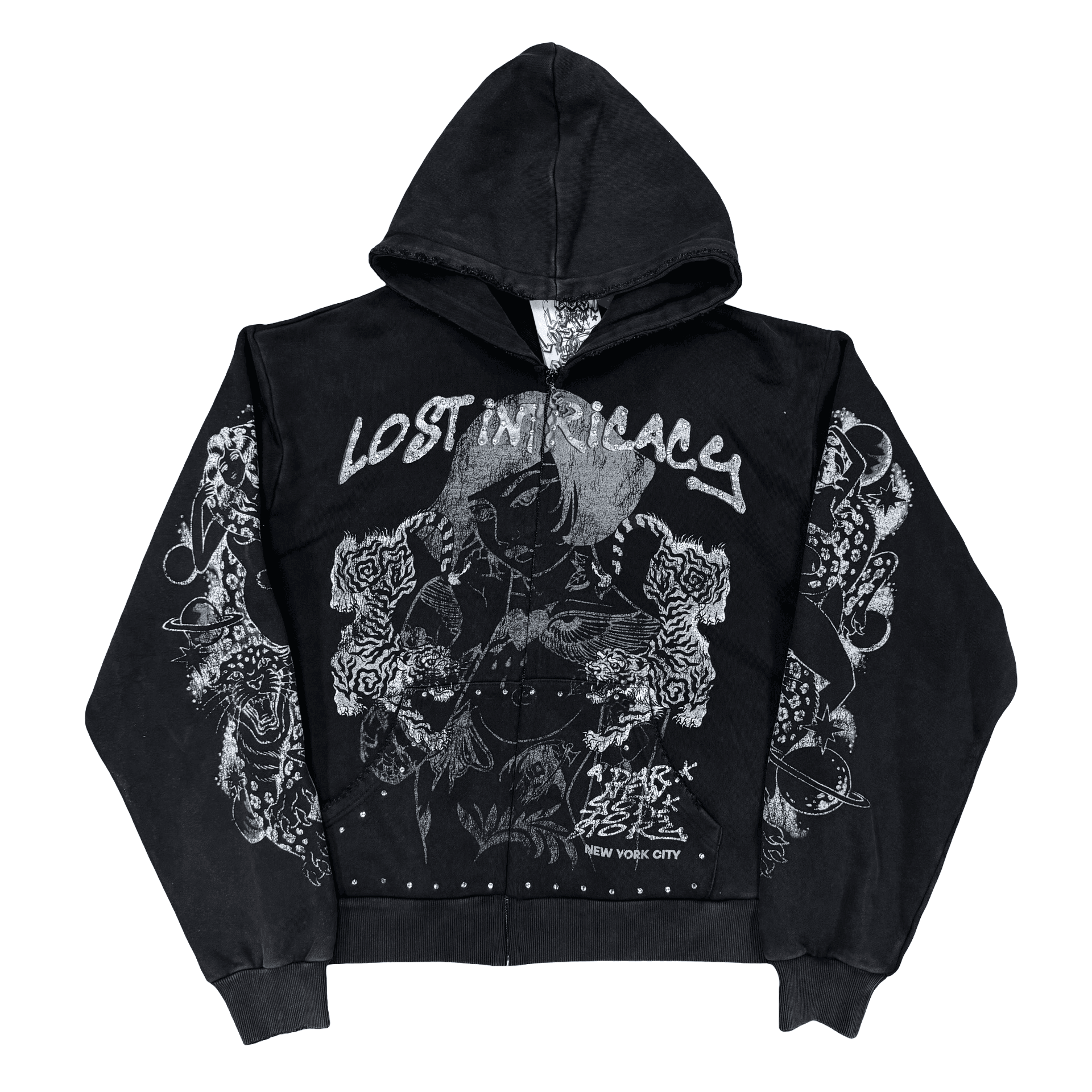 Lost Intricacy Twin Tiger Zip Up Hoodie Black — photo 1 of 2