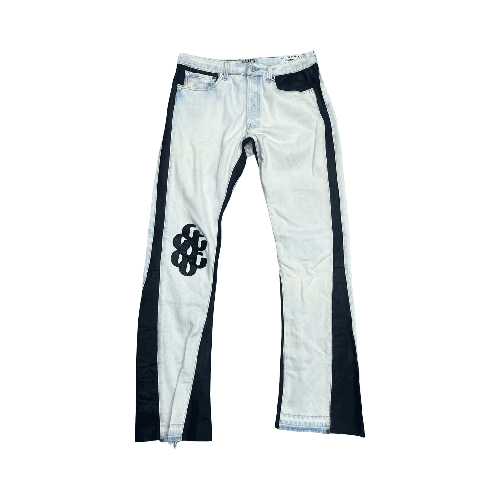 Gallery Dept. G Patch Flare Leather/Denim Jeans White Blue — photo 1 of 2