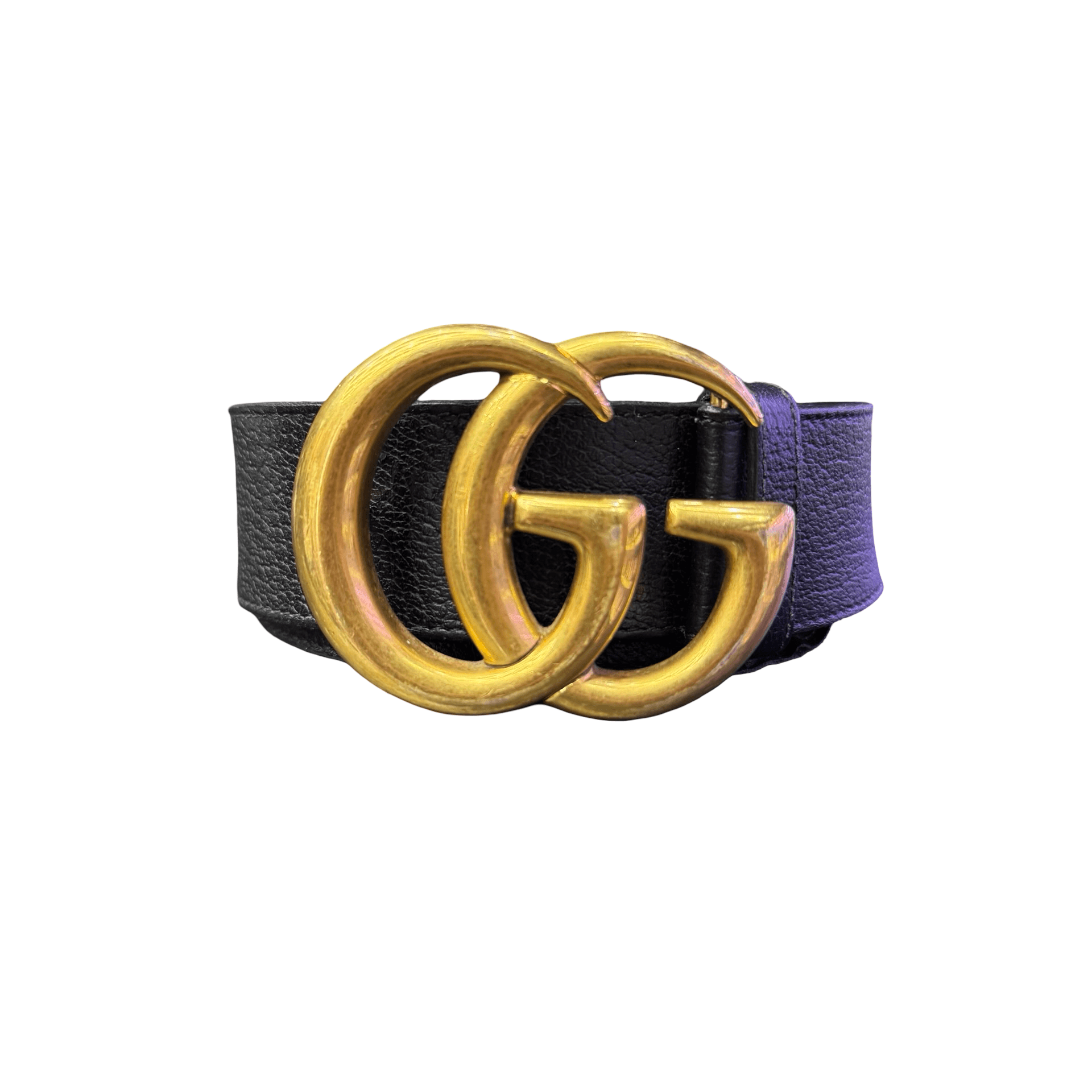 Gucci Double G Antique Brass Buckle Wide Leather Belt Belt