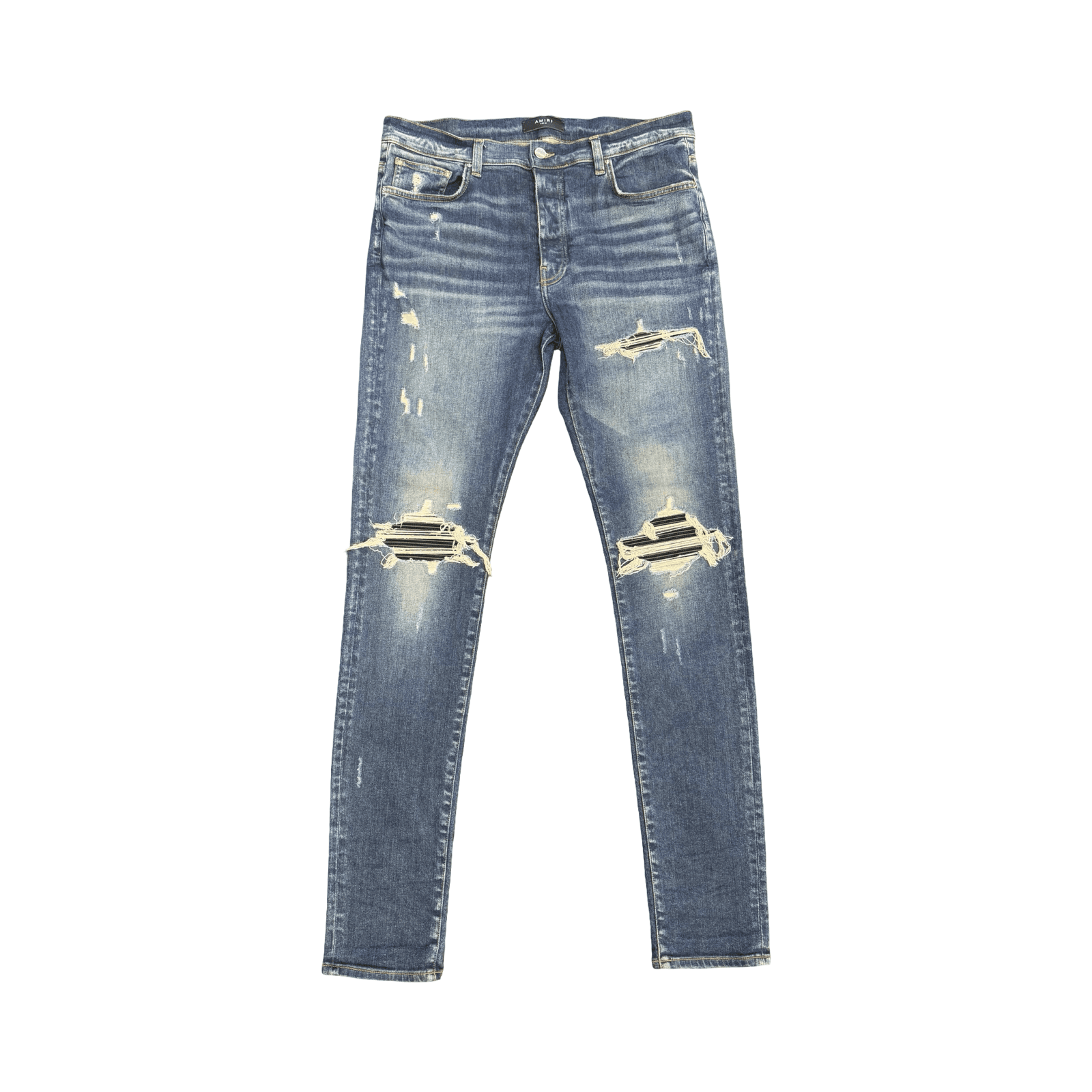 Amiri MX1 Zebra Patch Distressed Jeans