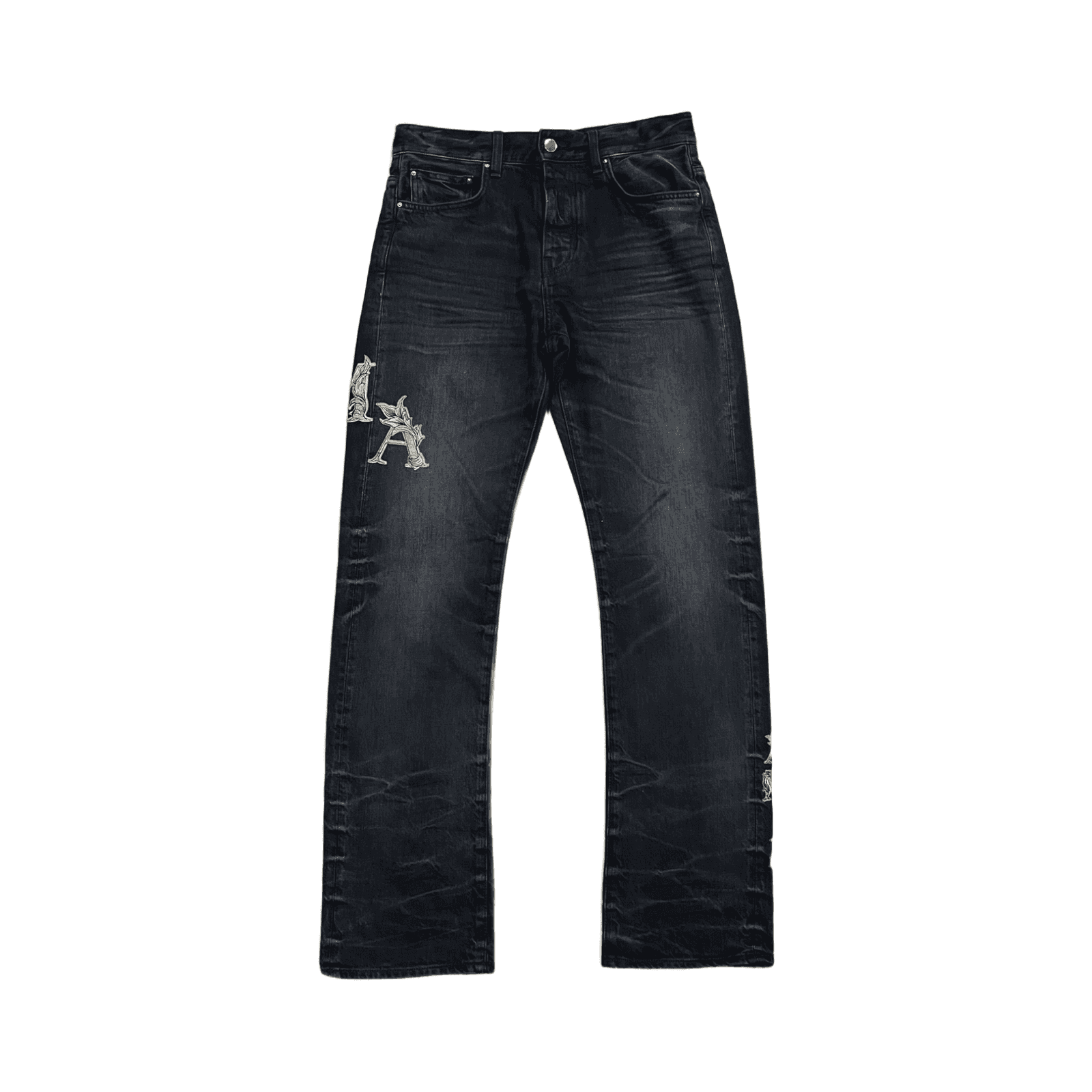 Amiri Straight Leg Jeans Fade Black / Green