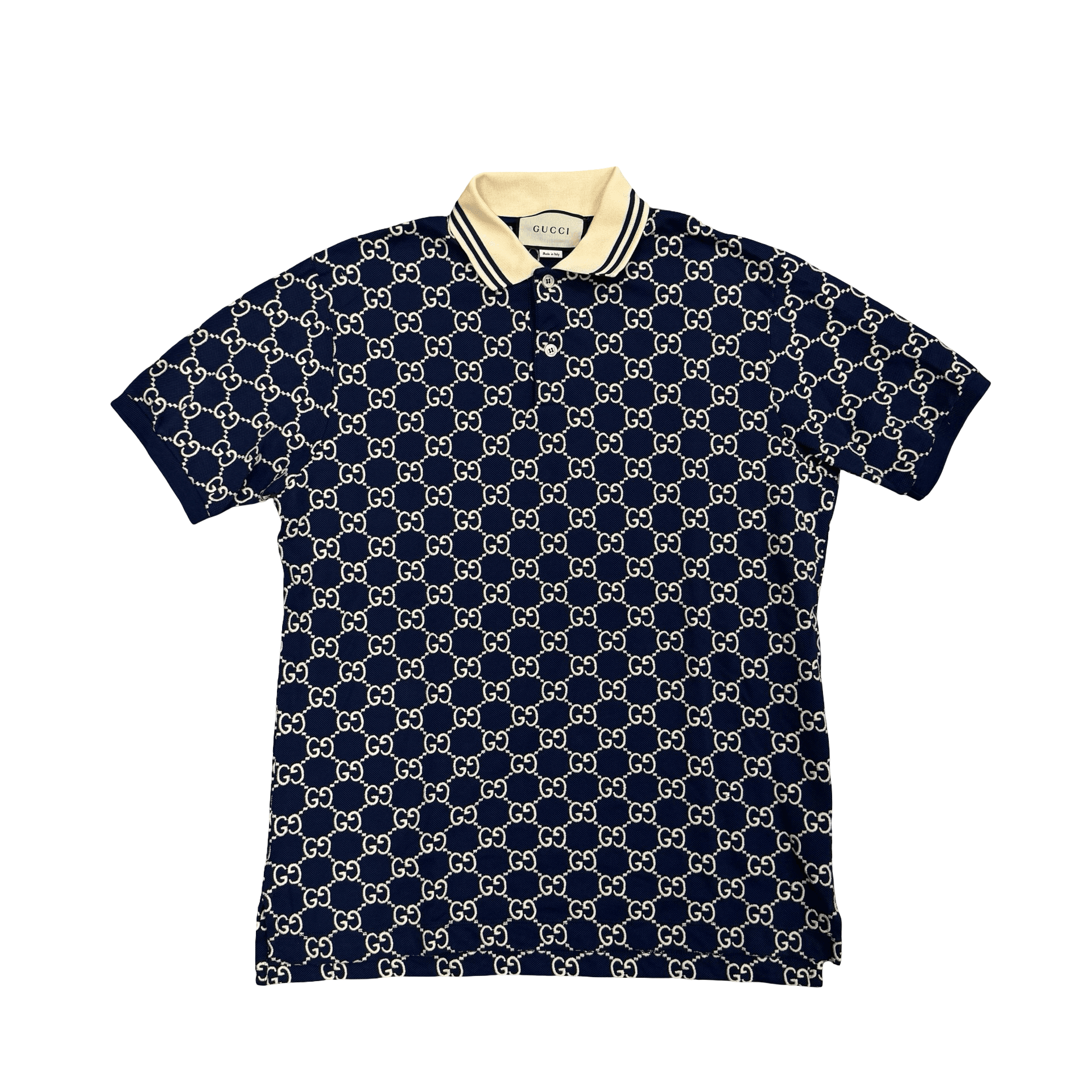 Gucci Logo Embroidered Cotton Blend Polo Navy — photo 1 of 2