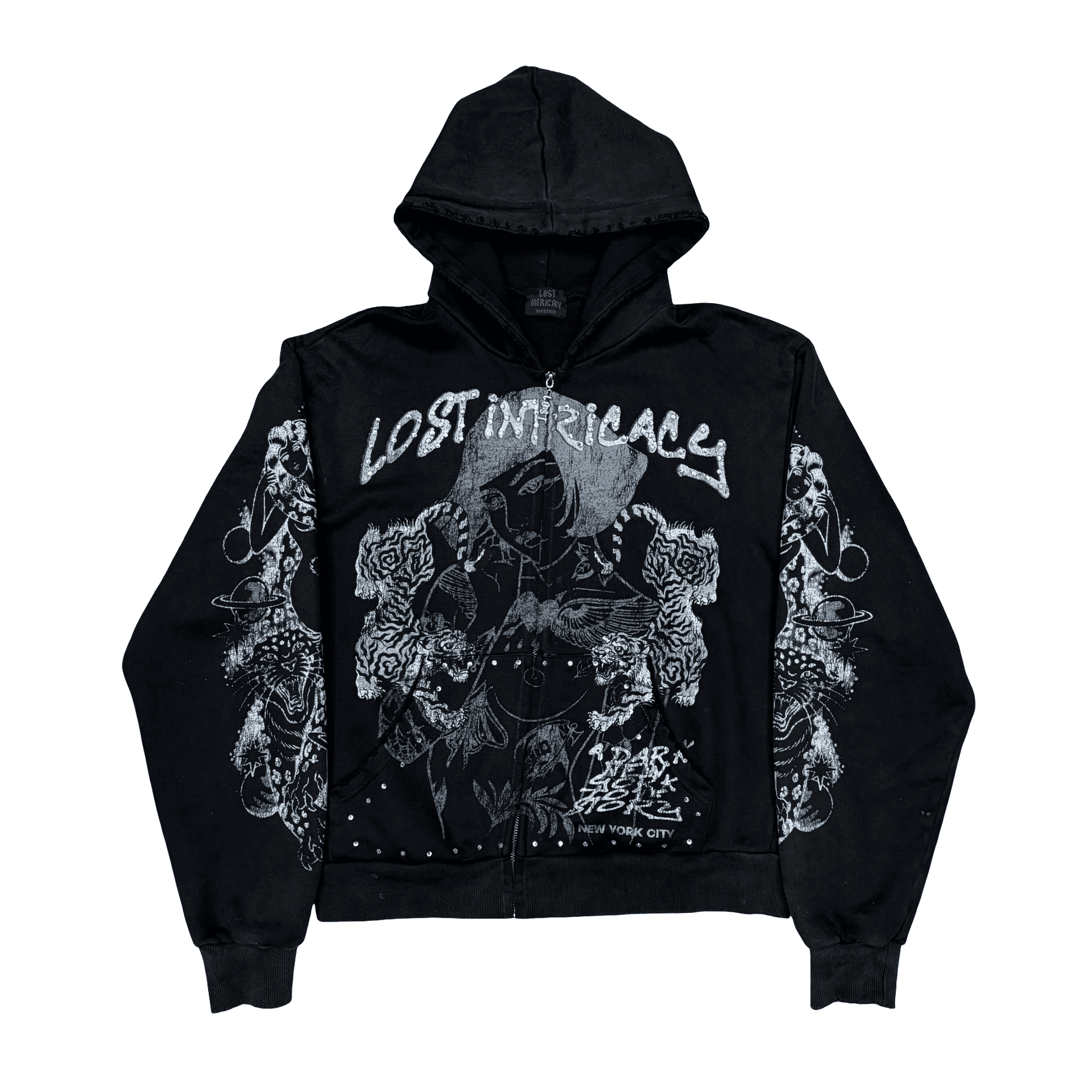 Lost Intricacy Twin Tiger Zip-Up Hoodie Black — photo 1 of 2