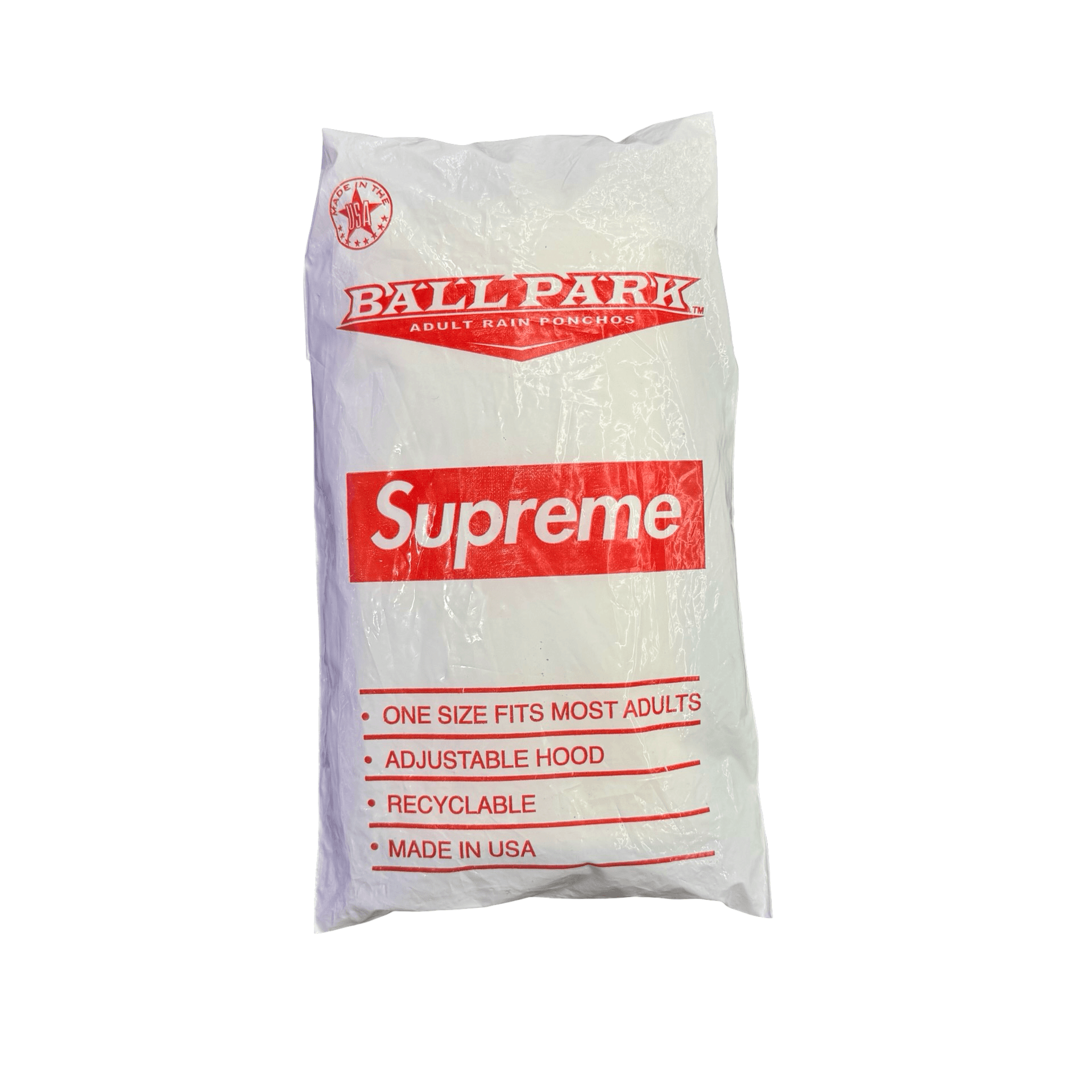 SS20 Supreme Ballpark Rain Poncho White Red — photo 1 of 2
