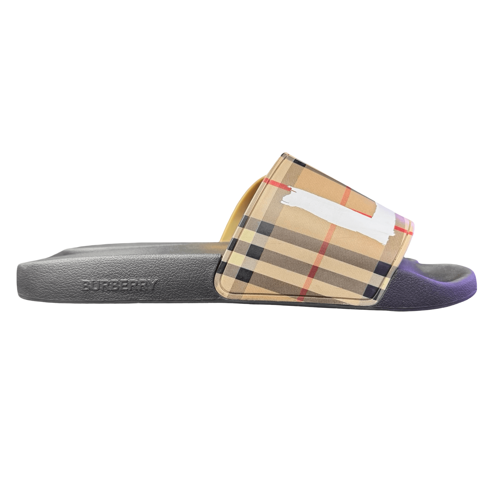 Burberry Furley Vintage Check Love Slides Beige