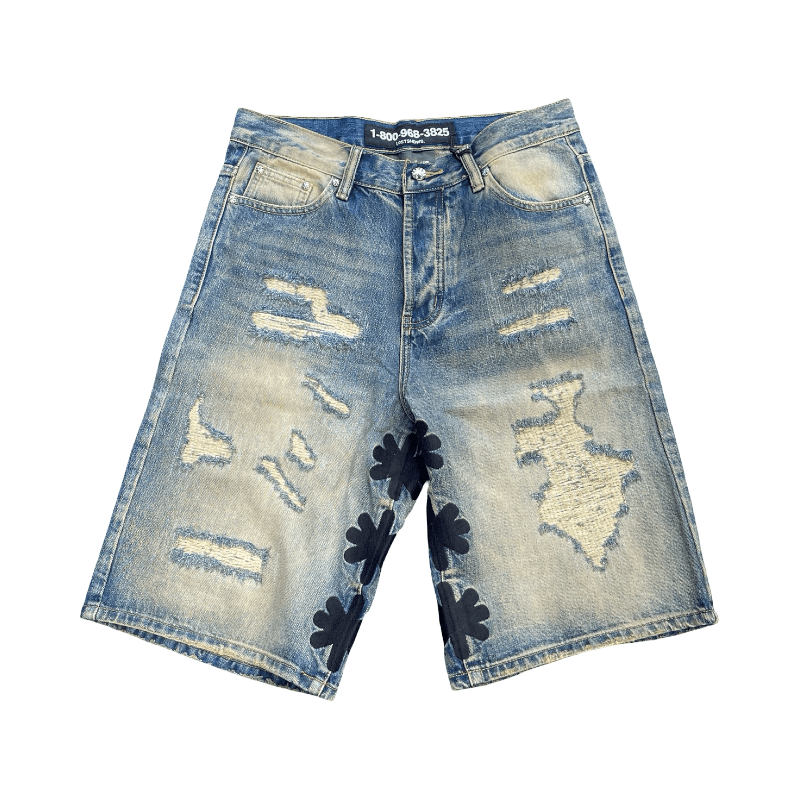 Lost SHDWS Distressed Denim Shorts Blue Black — photo 1 of 2