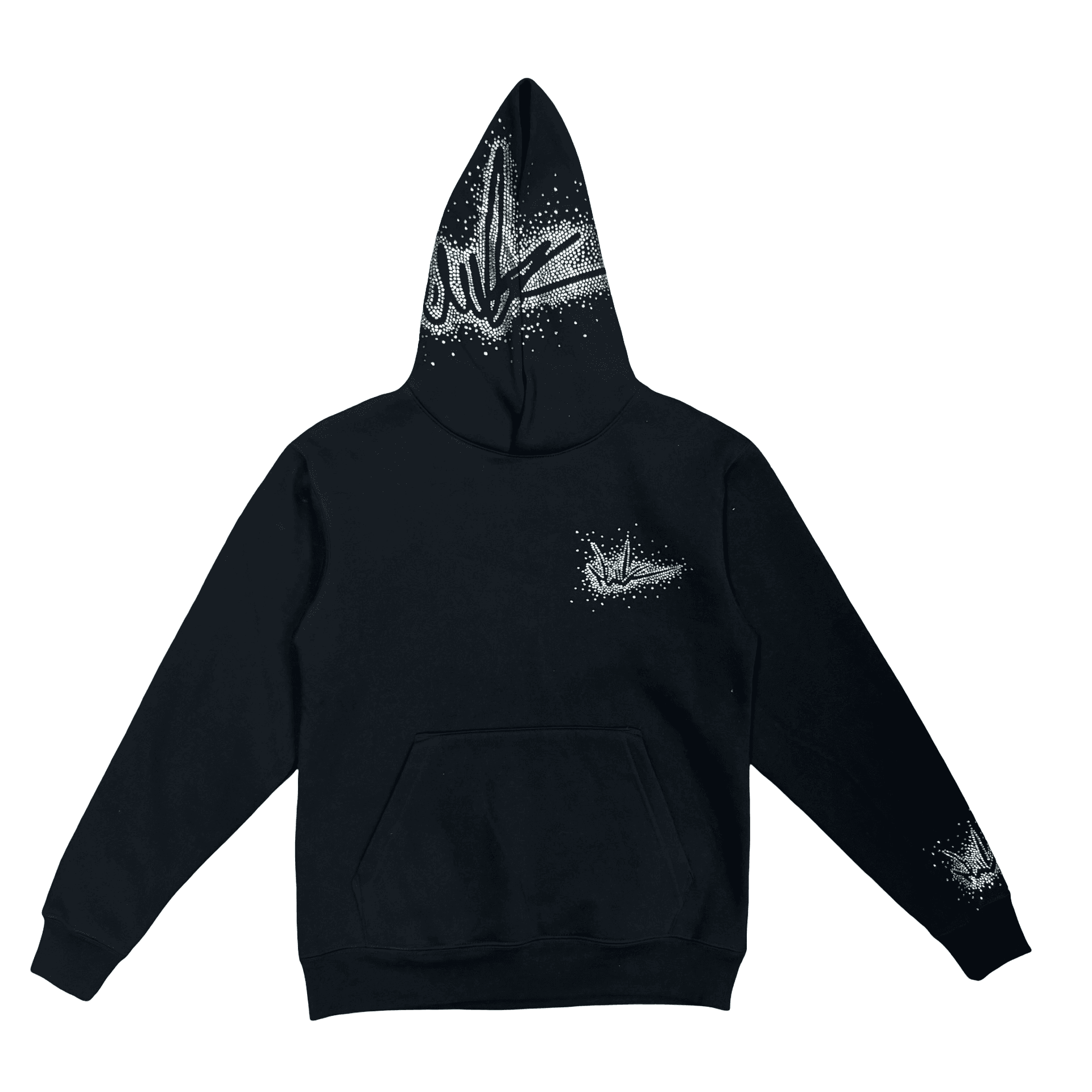 New Yrrk Pullover White Rhinestone Logo Hoodie Black — photo 1 of 2