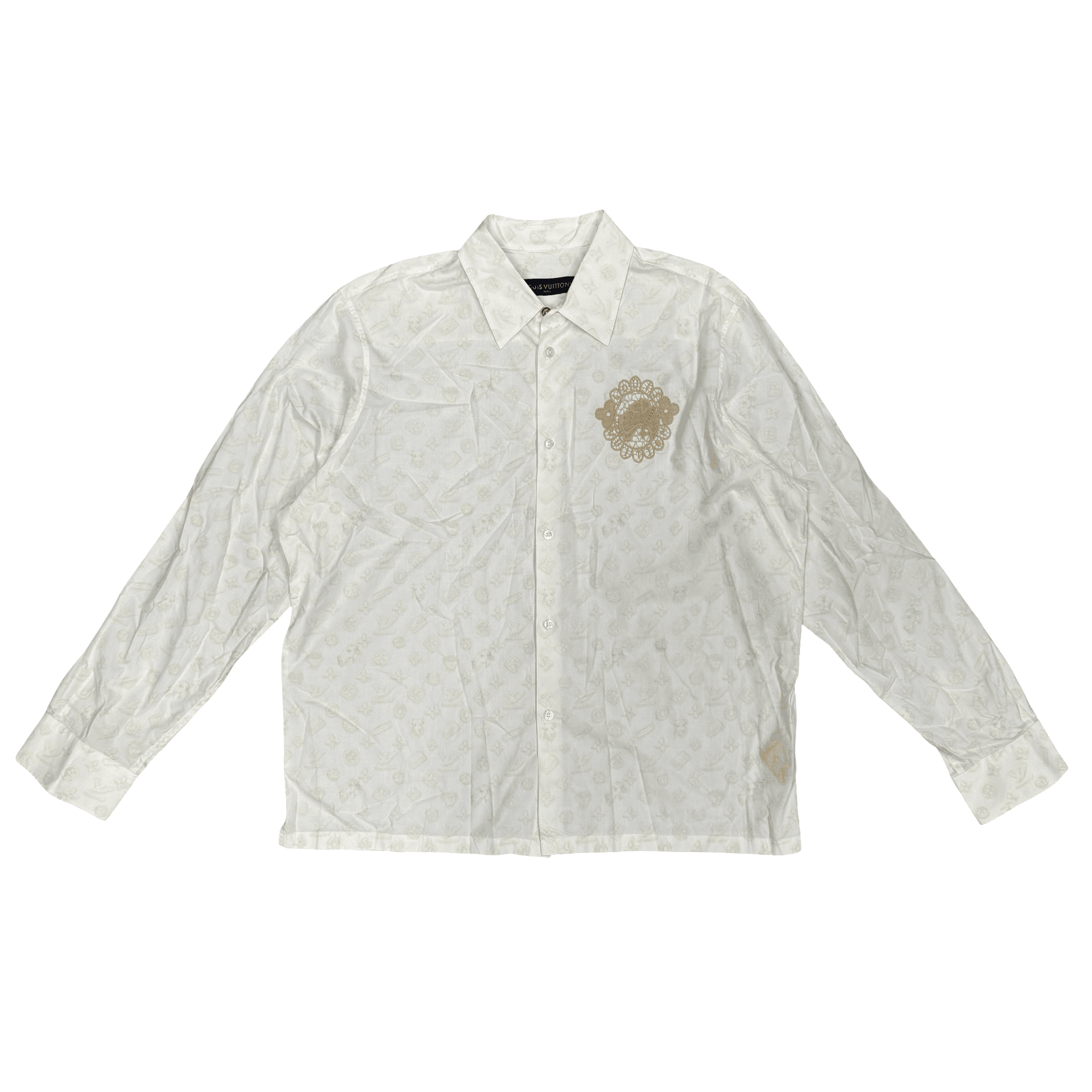 Louis Vuitton Embroidered Logo Button Up Shirt Cream — photo 1 of 2