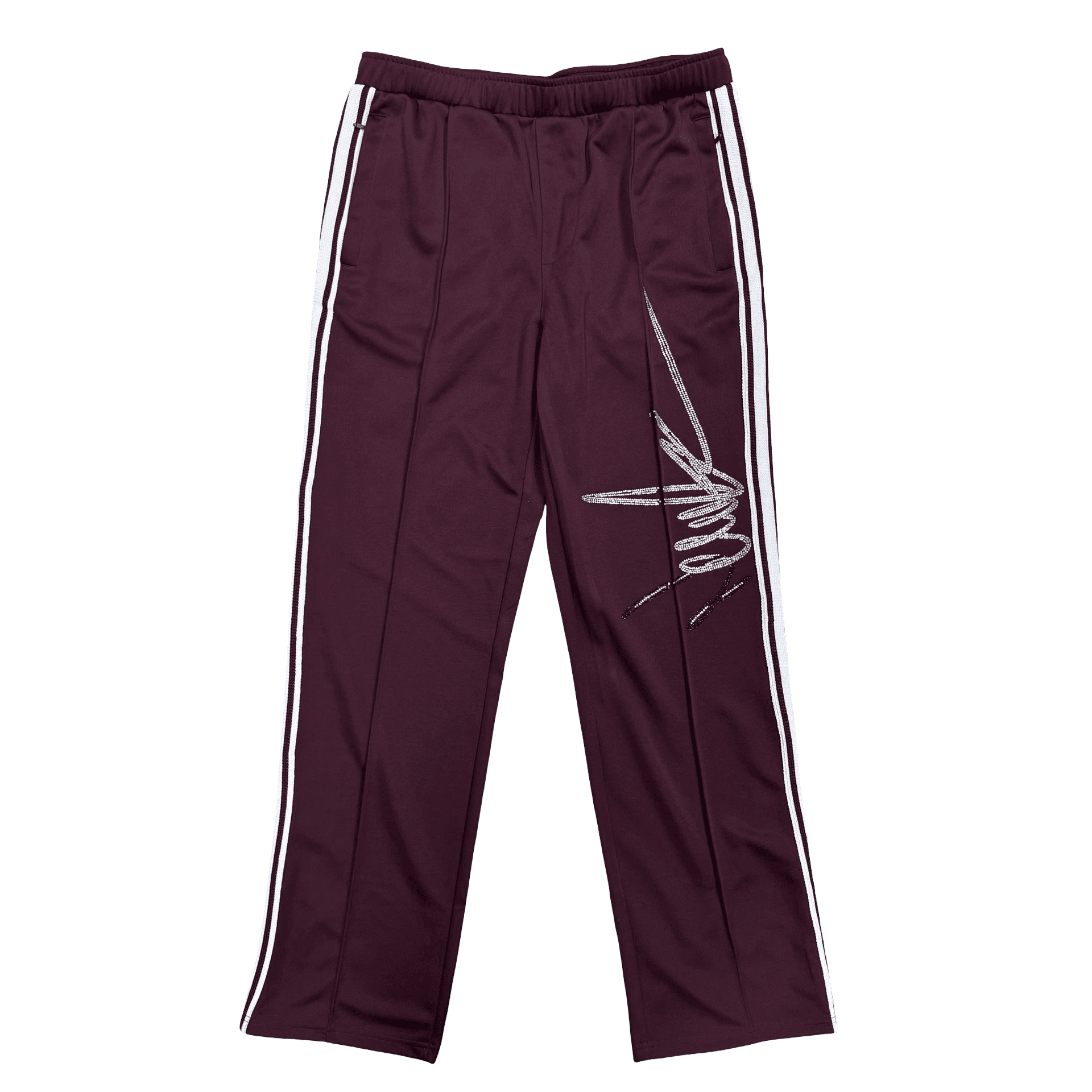 New Yrrk Side Logo Rhinestone Track Pants Burgundy Silver — photo 1 of 2