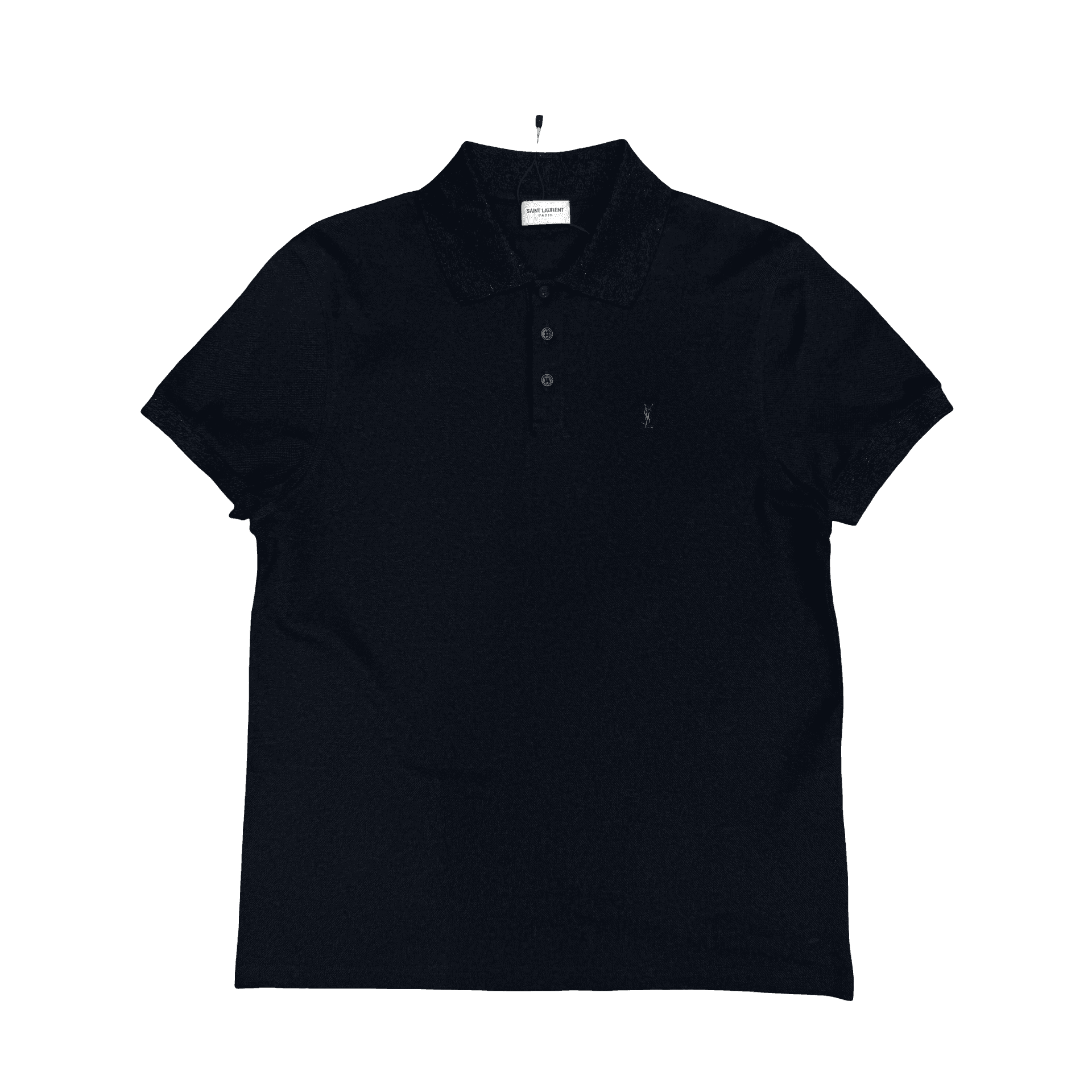 Saint Laurent Logo Embroidered Polo Tee Black — photo 1 of 2