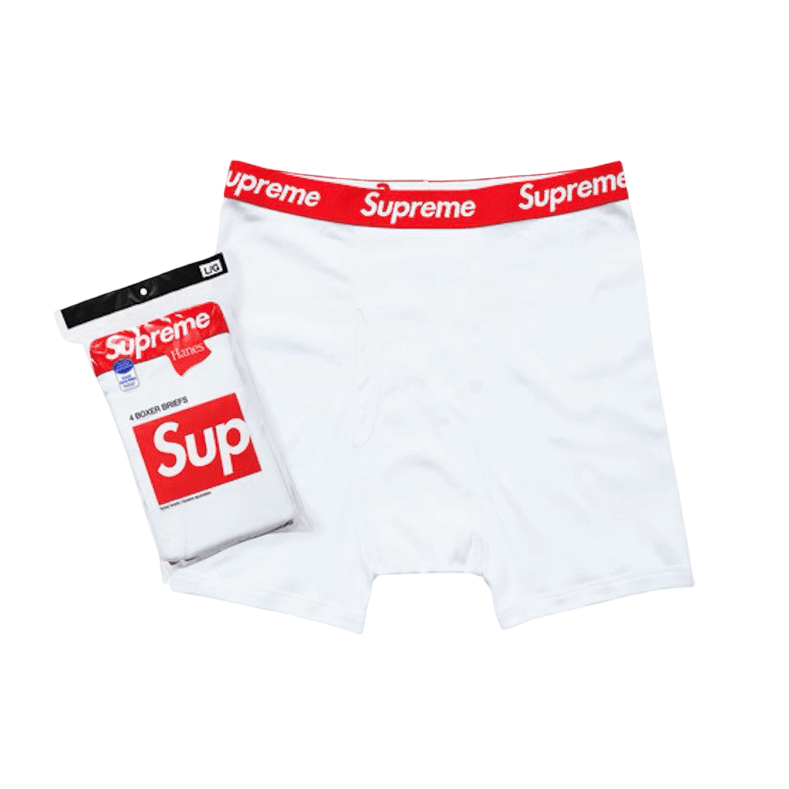 Supreme Hanes Boxer Briefs White (4 Pack)