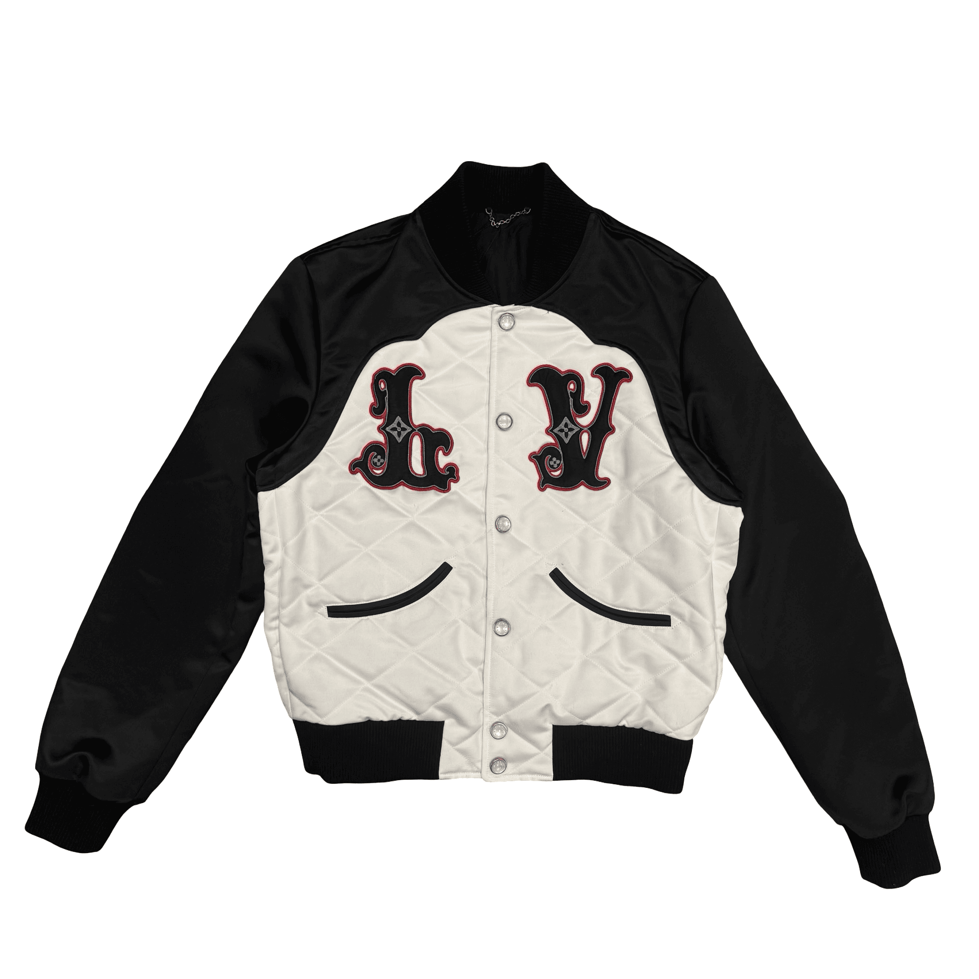 LV 2024 Colorblock Pattern Utility Jacket Black White