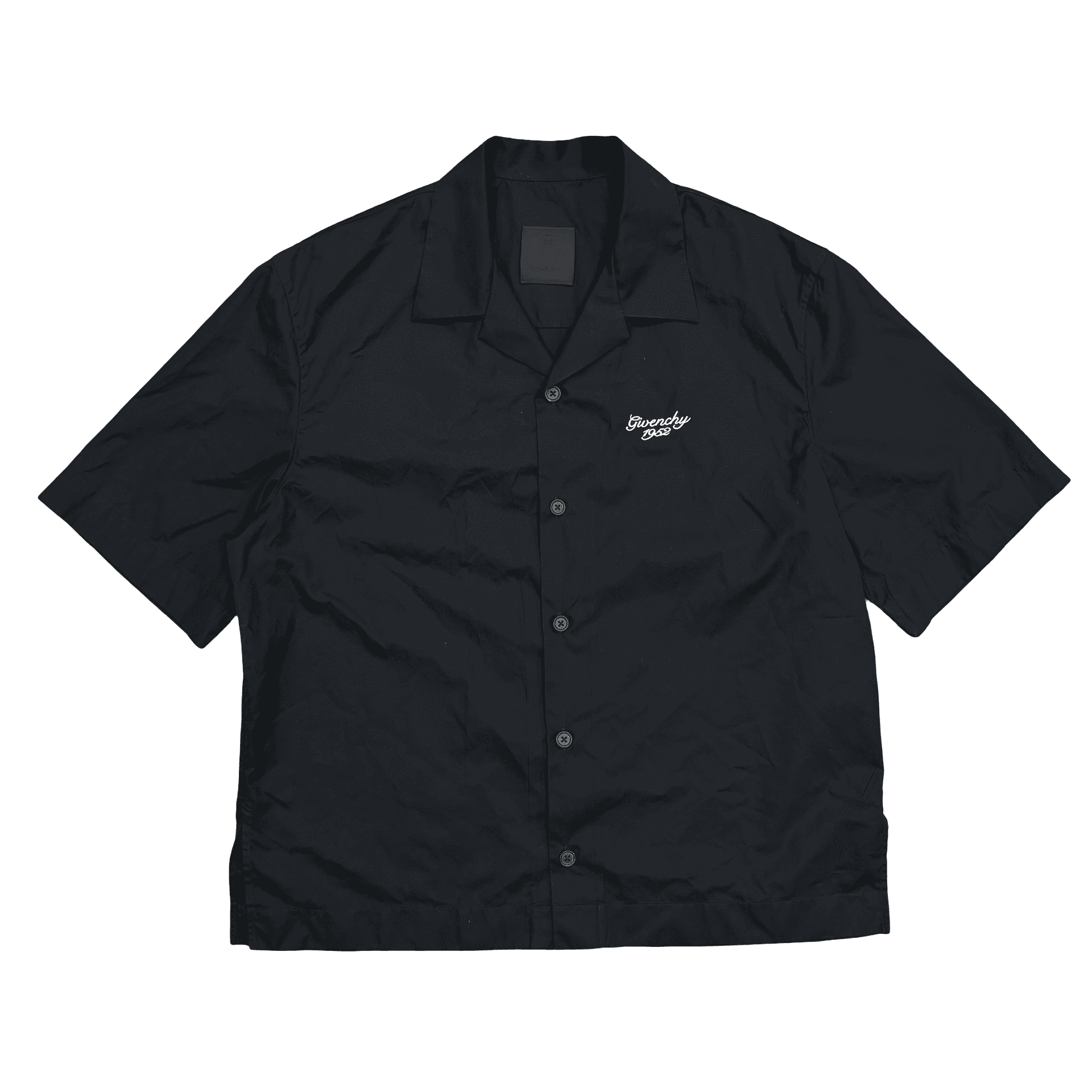 Givenchy 1952 Camp-Collar Embroidered Poplin Shirt Black — photo 1 of 2